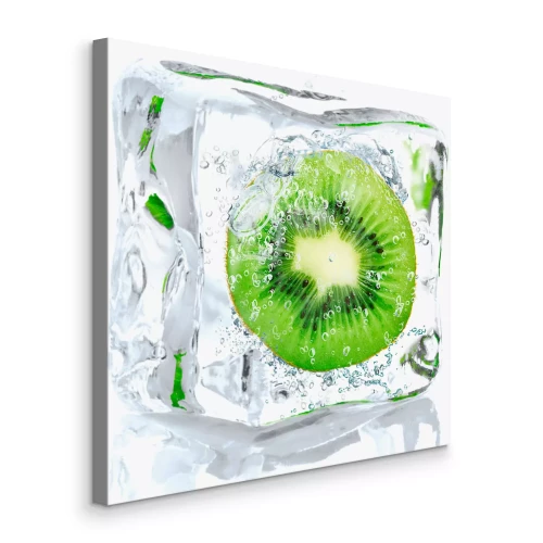 Bild Ein Stück Kiwi in einem Eiswürfel