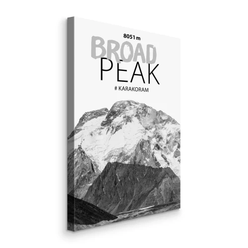 Bild Broad Peak in Schwarzweiß mit Schriftzug