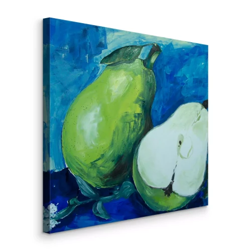 Bild Grüne Birnen auf blauem Hintergrund