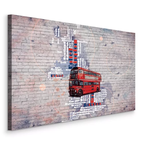 Bild Bus auf einer Backsteinmauer