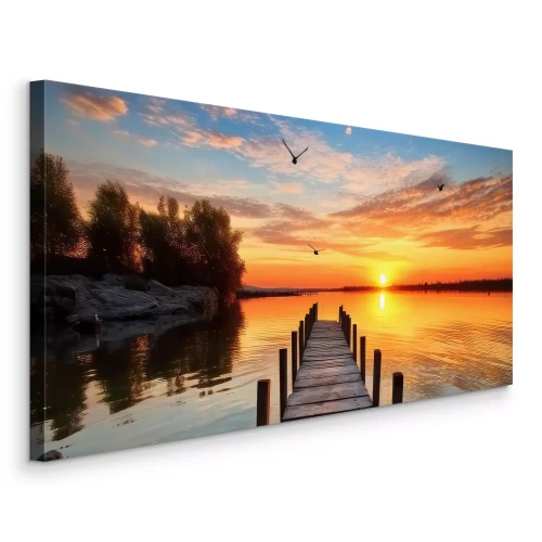 Bild Pier bei Sonnenuntergang über dem See