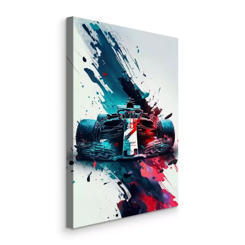 Bild Ein Rennwagen, umgeben von Farbspritzern