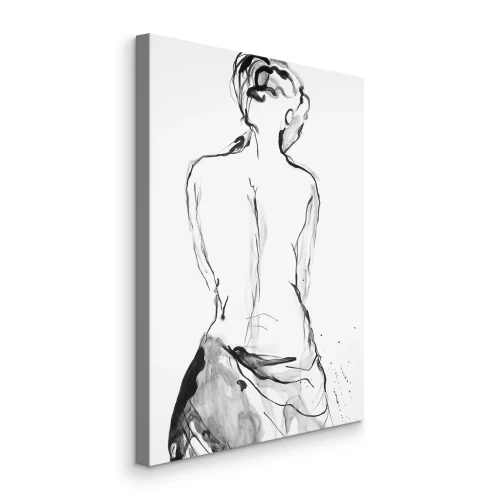 Bild Bleistiftzeichnung einer Frau mit dem Rücken zugewandt