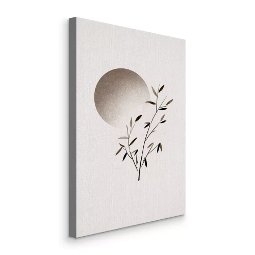 Bild Ein beblätterter Zweig auf kreisförmigem Hintergrund