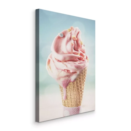 Bild Rosa Eiscreme vor Meereshintergrund