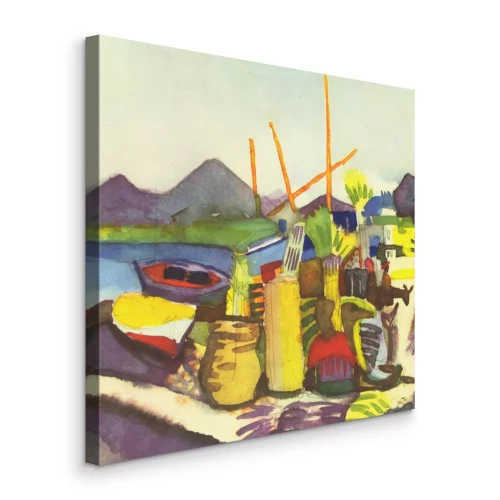 Bild Eine malerische Vision des Lebens am Wasser mit ausdrucksstarken Formen