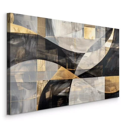 Bild Geometrische Abstraktion in Grau-, Schwarz- und Goldtönen
