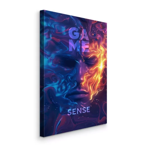 Bild Ein Gesicht in Neonfarben mit der Aufschrift „Game Sense“