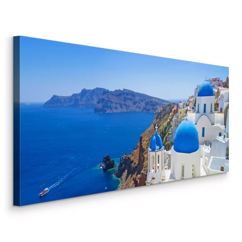 Bild Santorini mit seinen blauen Kuppeln und der Klippenküste