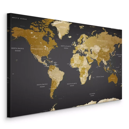 Bild Eine elegante politische Weltkarte auf schwarzem Hintergrund