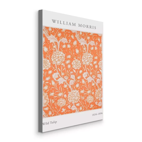 Bild Eine dezente Reihe Tulpen auf orangefarbenem Hintergrund