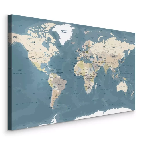 Bild Detaillierte Weltkarte in Blau und Beige