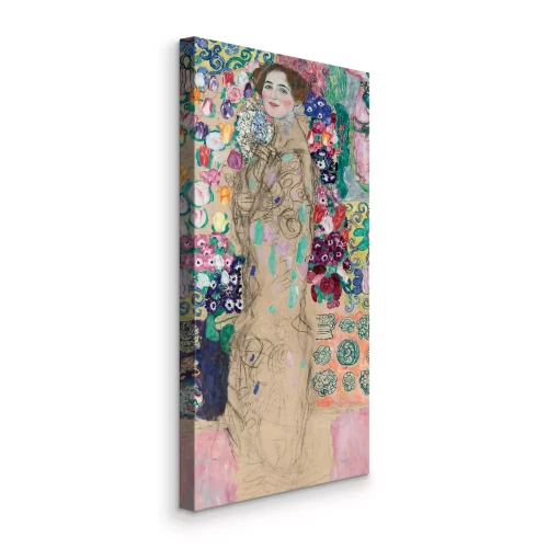 Bild Porträt einer Dame in einem Netz aus bunten Mustern