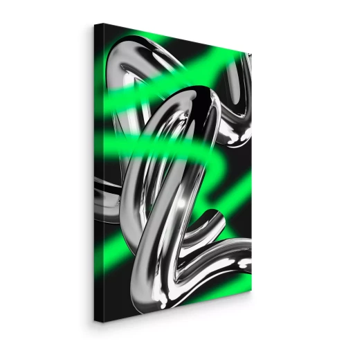 Bild Metallröhren mit grünen Lichtstreifen