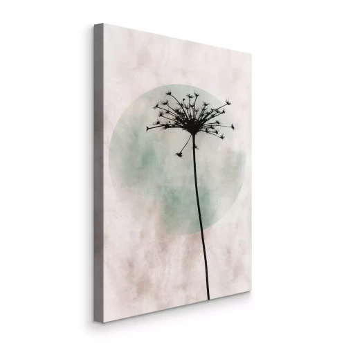 Bild Silhouette einer Pusteblume mit einem grünen Kreis im Hintergrund