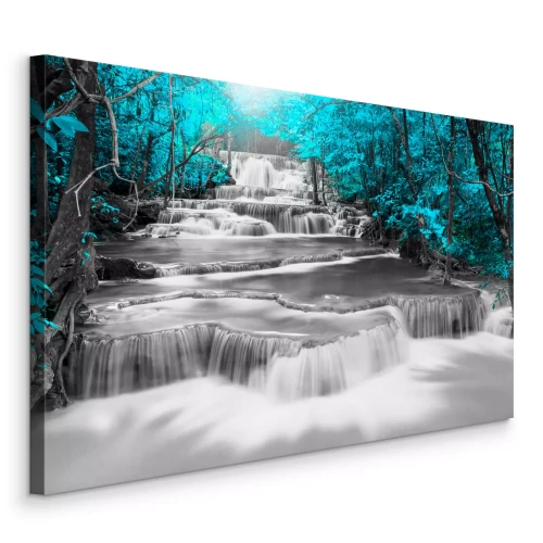 Bild Wasserfall im Wald in abstrakten Farben