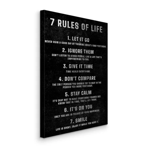 Bild Lebensregeln auf Englisch auf schwarzem Hintergrund