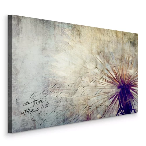 Bild Beigefarbener Löwenzahn mit gealtertem Effekt und Text