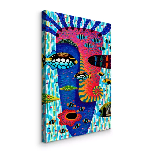 Bild Farbenfrohe Abstraktion mit Fischen und Korallenriff