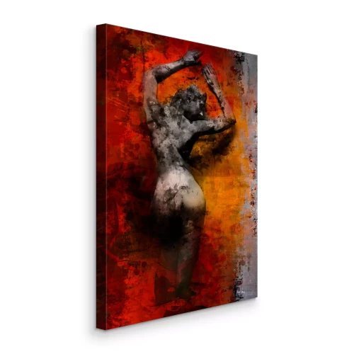 Bild Ein ausdrucksstarkes Bild einer weiblichen Figur in Rottönen