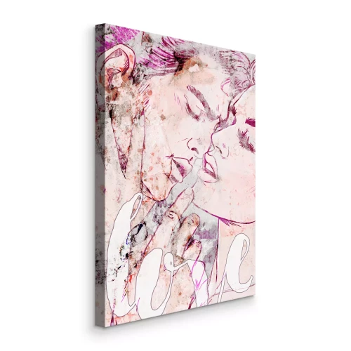 Bild Comic-Porträt einer Frau und eines Mannes beim Küssen