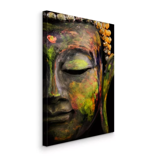 Bild Halbprofil des Buddha in grünen und gelben Farben