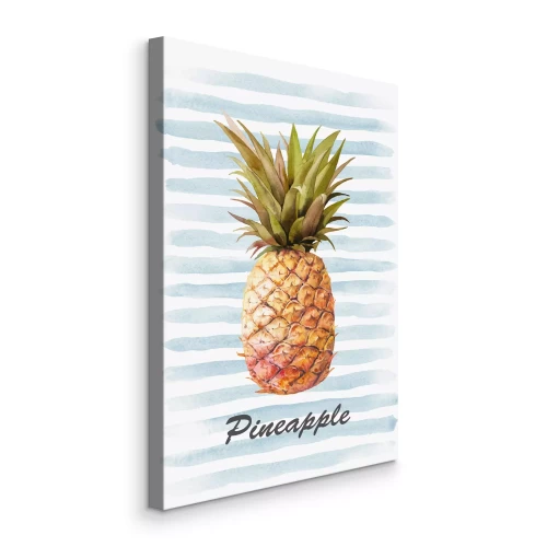 Bild Ananas auf blau gestreiftem Hintergrund