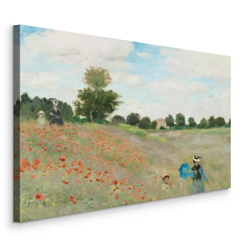 Bild Eine malerische Szene von Menschen inmitten roter Mohnblumen