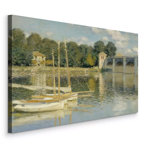 Bild Malerische Boote auf dem Fluss mit Blick auf die historische Brücke