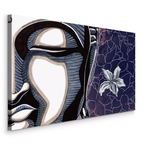 Bild Illustration des Gesichts Buddhas vor einem floralen Hintergrund