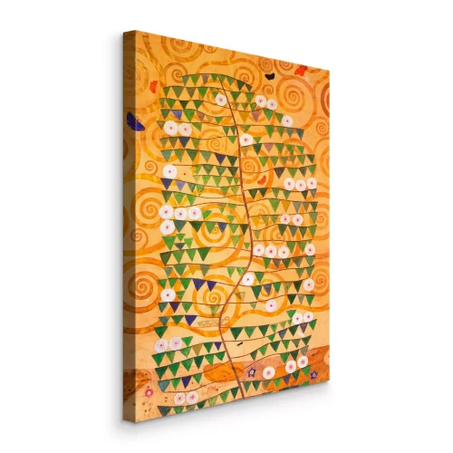 Bild Ein modernes Muster mit einem Baum auf orangefarbenem Hintergrund