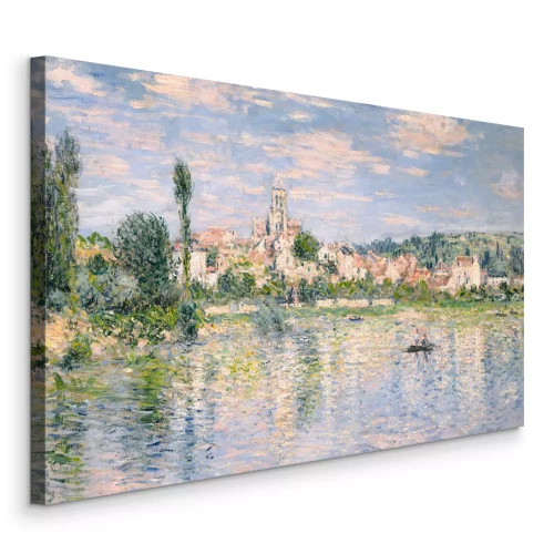 Bild Ein ruhiger See mit einem Boot und einer historischen Stadt