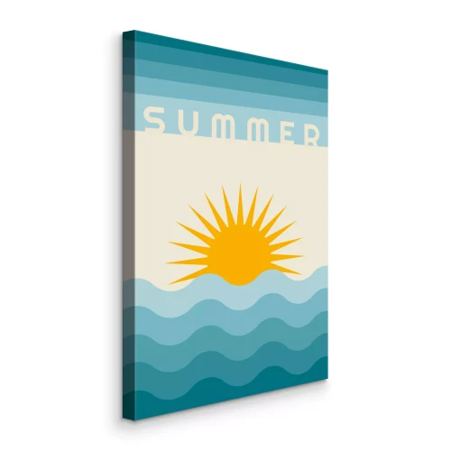 Bild Grafischer Sonnenaufgang im Retro-Stil über dem Meer