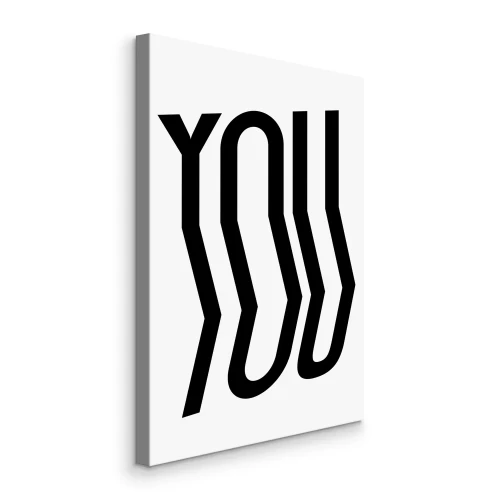 Bild Gebogener schwarzer und weißer Schriftzug „You“