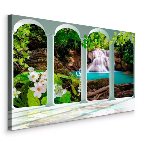 Bild Paradiesischer Wasserfall hinter den Säulen