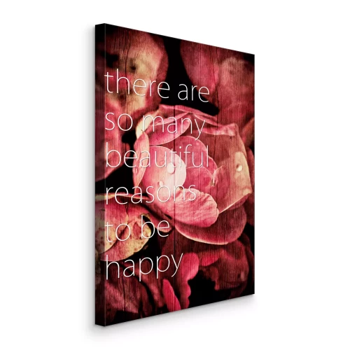 Bild Rosa Blumen mit einem Zitat über Glück