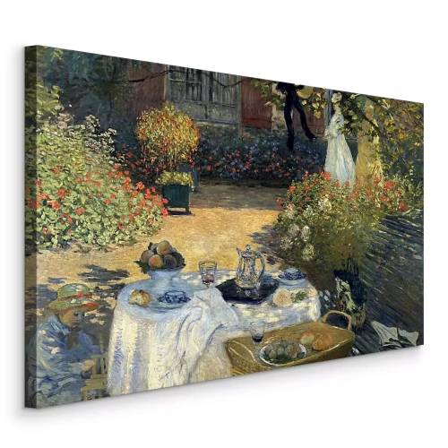 Bild Ein sommerliches Mittagessen im Garten mit blühenden Blumen im Hintergrund