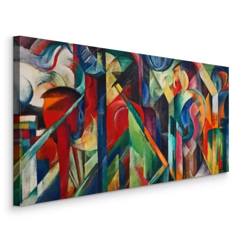 Bild Reproduktion des abstrakten Gemäldes „Der Stall“ von Franz Marc
