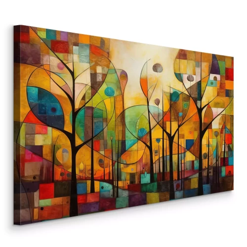 Bild Abstrakte Landschaft aus farbenfrohen Bäumen