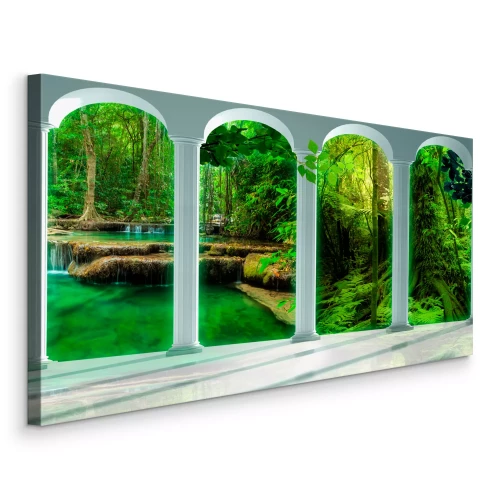 Bild Wasserfälle und Grün hinter der Säulenhalle