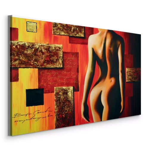 Bild Nackte Silhouette einer Frau vor geometrischem Hintergrund