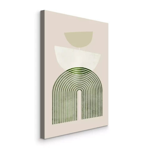 Bild Grüne geometrische Formen und Bögen auf beigem Hintergrund