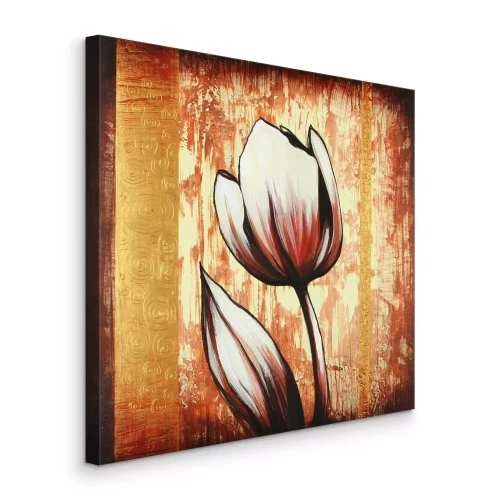 Bild Eine einzelne Tulpe auf einem Hintergrund mit dekorativem Goldmuster