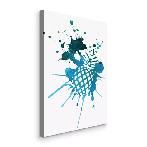 Bild Ananas in Aquarell mit türkisfarbenen Spritzern