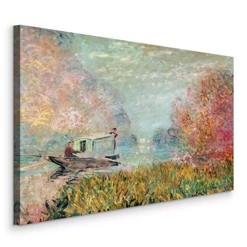 Bild Ein Fischer in einem Boot inmitten des Herbstschimmels