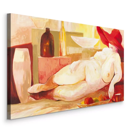 Bild Eine kurvenreiche Frau mit rotem Hut