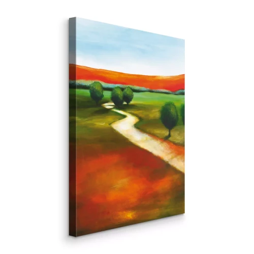 Bild Eine gewundene Straße durch eine malerische, abstrakte Wiese