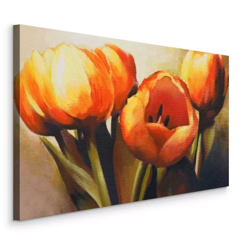 Bild Tulpen in Orange- und Rottönen im malerischen Stil