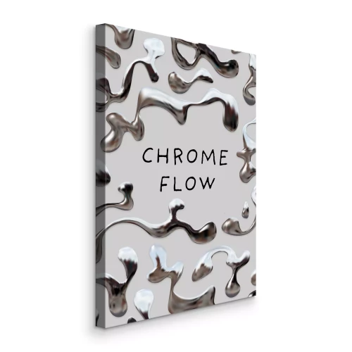 Bild Verstreute flüssige Chromformen auf grauem Hintergrund