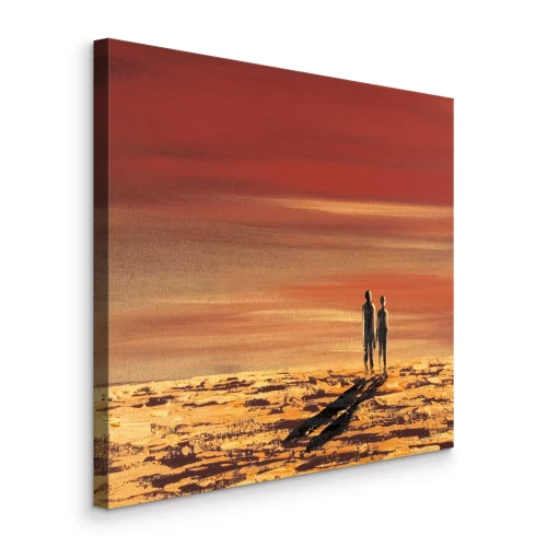 Bild Silhouetten von Menschen in einer Wüstenlandschaft